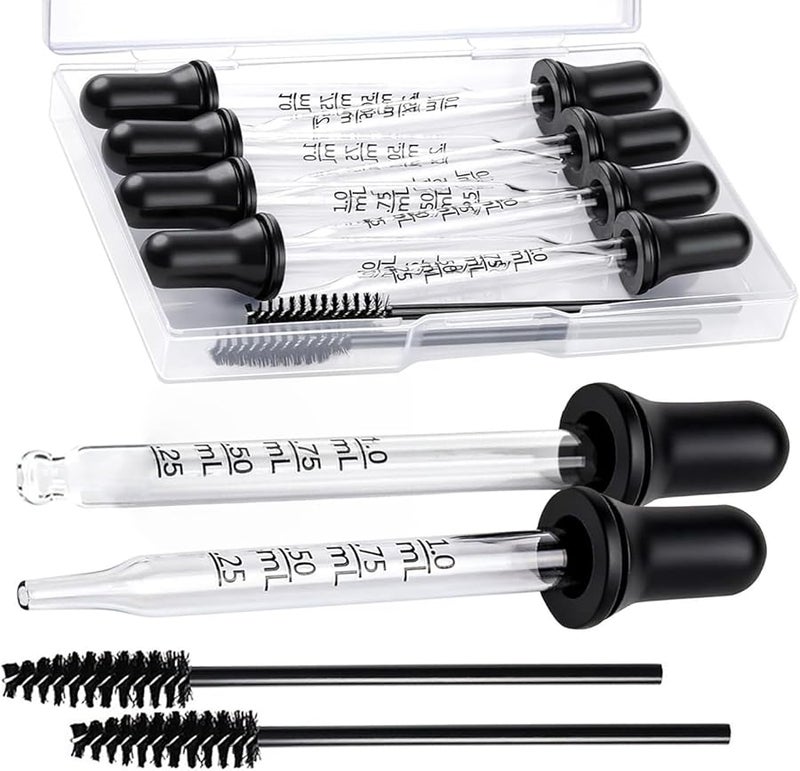 Clear Glass Essential Oil Dropper Pipette with Cleaning Brush for Crafts Lab Supplies - Image 1